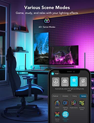 Govee RGBIC Gaming Light Bars H6047 with Smart Controller, Wi-Fi Smart LED Gaming Lights with Music Modes and 60+ Scene Modes Built, Works with Alexa & Google Assistant, Game Room Lights Decor 6