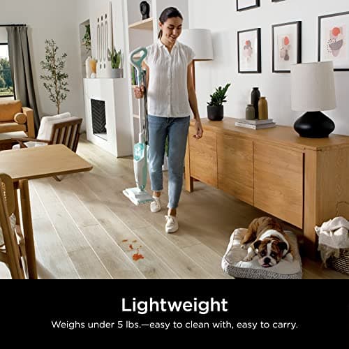 Shark Steam Mop with 2 Machine Washable Dirt Grip Pads, Removable Water Tank, Lightweight, Steam Cleaner for sealed Hard Floors, Marble, Stone, Hardwood, Tile, Laminate, White/Seafoam, S1000 8