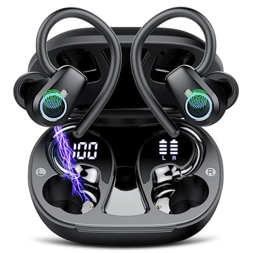 Wireless Earbuds, In Ear buds Wireless Earbuds Bluetooth, Bluetooth 5.3 Headphones Sport, 50H Playtime LED Display, Deep Bass Stereo Noise Cancelling Headphones, IP7 Waterproof Earphones, Jet Black