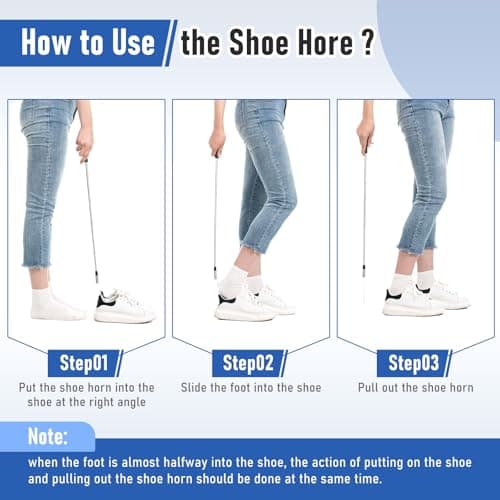 Fanwer Extendable Shoe Horn Long Handle for Seniors, Twist to Lock, 16" to 31"Adjustable, Stainless Steel Telescopic Shoehorn for Men Women, Metal Travel Shoe Horn, Shoe Helper Tool 6