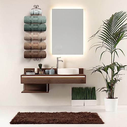Sorbus Towel Rack Wall Mounted – Metal Towel Holder for Bathroom Wall, Washcloth, Rolled Bath Towels, Spa, Gym, Camper Rv, Shelf Cabinet - 6 Level Wine Rack Wall Mounted for Kitchen Bar, Wine Cellar 5