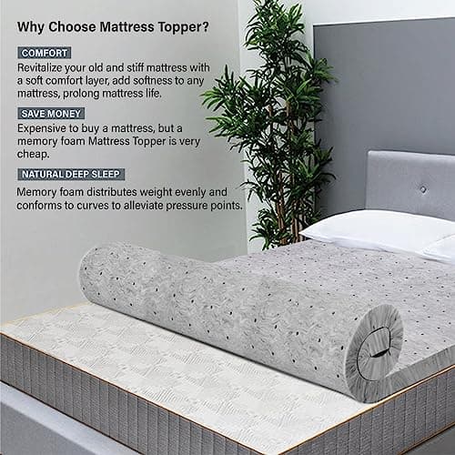 AwsumPick 2 Inch Twin XL Memory Foam Mattress Topper, Charcoal Infused Mattresses Pad for College Dorm, Soft Extra Long Twin Bed Toppers, CertiPUR-US Certified 5