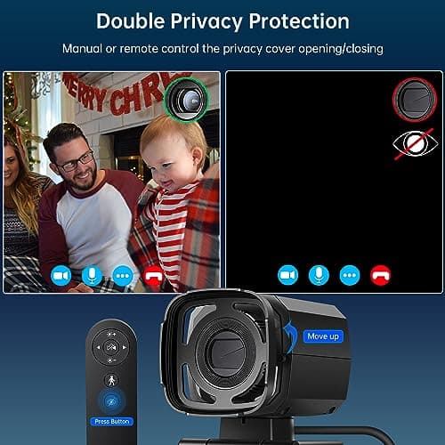 CofunKool Auto Tracking Webcam: Full 1080P HD Computer Camera with Built-in 2 Microphones, Remote Control, Privacy Shutter, WDR, 73° View, External USB Web Cam, for Desktop PC Laptop 5