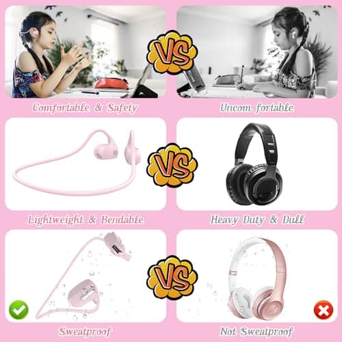 BANIGIPA Kids Headphones, Open Ear Headphones Comfortable for Teens Child Boys Girls, Wireless Bluetooth 5.4 Headset w/Mic for School/Tablet/Travel, 13g Ultra-Light, Protect Hearing, 10H Playtime 7
