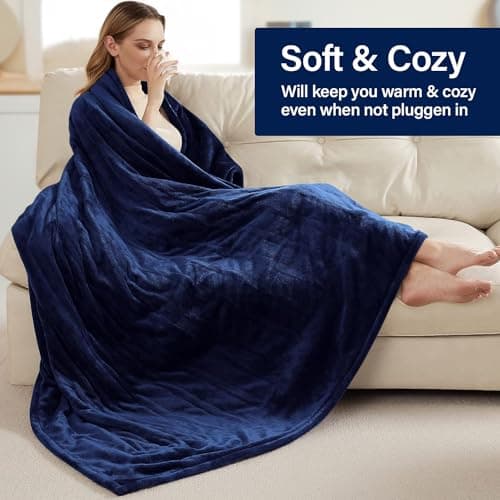 TAKTICK Electric Heated Throw Blanket, 50x60 Inch Size for Ultimate Comfort, Stay Warm and Cozy with This Heated Throw Blanket, Perfect Electric Blanket for Chilly Nights (Navy Blue) 6