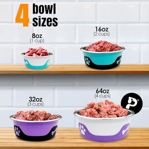Thermocool Insulated Stainless Steel Pet Bowl - 8 Oz (X-Small) Non-Slip Feeding Dish Reduces Sliding & Spills, Keeps Water Cold & Food Warm, Dishwasher Safe (Purple) 9