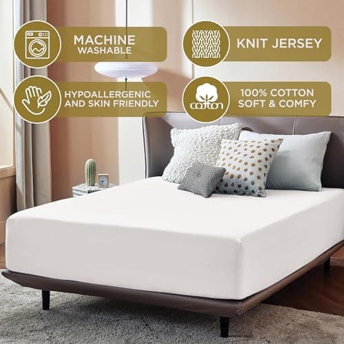 Destiny Crescent Bedding 100% Cotton Jersey Knit 2 Twin XL Fitted Bed Sheets (2-Pack) Soft & Comfy- Twin Extra Long, 15" Deep Pocket, 39"x80" Great for Dorm Room, Hospital & Split King Adjustible Beds 5