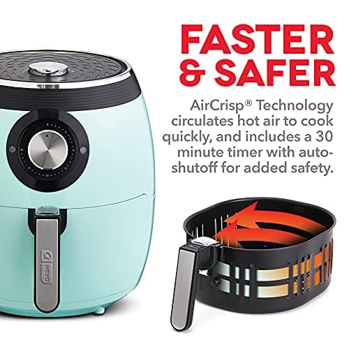 Dash Deluxe Air Fryer - Adjustable Temperature Control & Auto Shut-Off Feature - AirCrisp® Technology - Spacious Nonstick Basket - 1700 Watt - 6 Quarts - Aqua 5