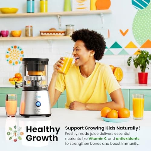 Eurolux Electric Citrus Juicer Stainless Steel | Premium Hands-Free One-Touch Orange Juice Squeezer for Oranges, Lemons, and Limes | Quiet Operation, Easy to Clean, Countertop Small Kitchen Appliance 5