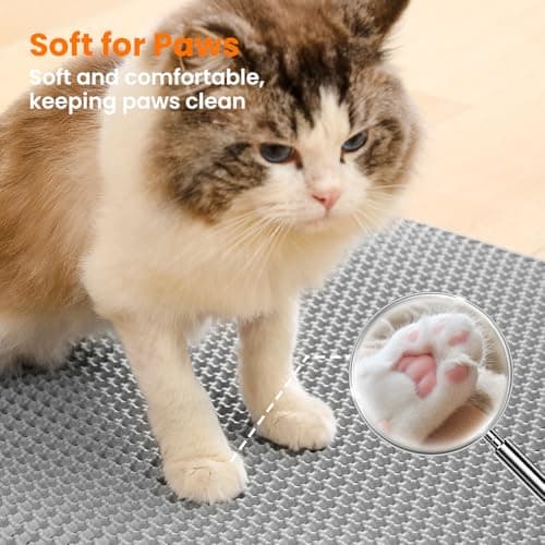 Petinstinct Cat Litter Mat, 24x18 Inches Large Double Layer Honeycomb Cat Litter Trapping Mat, Non Slip Waterproof Urine Proof Cat Litter Box Mat for Floor, Kitty Litter Rug, Cat Supplies, Gray 7