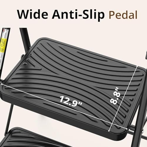 Jocauto 2 Step Ladder, Step Stool with Wide Anti-Slip Pedal, Step Ladder Folding Step Stool for Adults, Portable ladders for Home Kitchen 4
