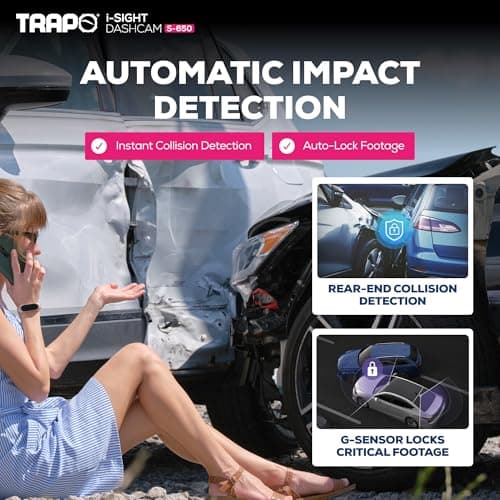 Trapo S650 Dash Cam 2K HDR 2560x1440P Front and Rear Dash Cam, Car Camera with ADAS, Voice Control, Super Capacitor, Parking Surveillance, Built-in GPS & Wi-Fi, 60 FPS Front + 30 FPS Rear 6
