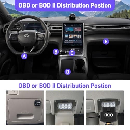 OBD2 OBD Power Cable for Dash Camera, OBD to Type-C USB OBDII Adapter Hardwire Charger Cable 24 Hours Surveillance and Acc Two Mode with Switch Button and Low Voltage Protection, 12-36V to 5V/3A 7