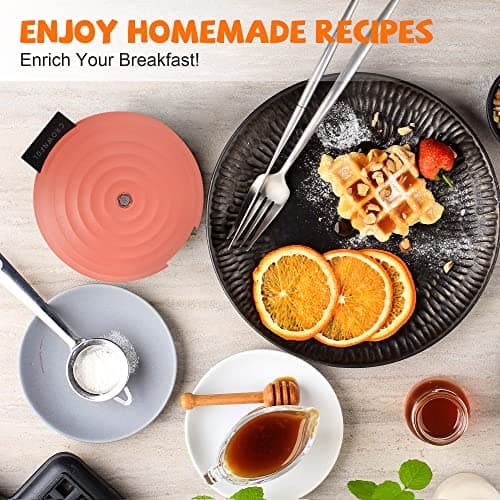 CROWNFUL Mini Waffle Maker Machine, 4 Inch Chaffle Maker with Compact Design (Pink) 7