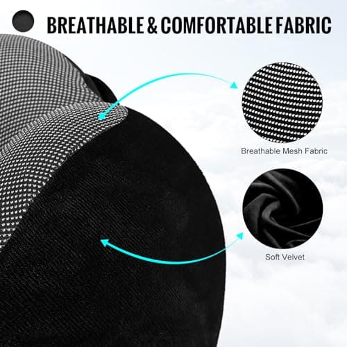Cirorld Travel Pillow, Neck Pillow for Travel with Hood for Airplane, Velvet Memory Foam Neck Pillow Adult Head & Neck Support, for Long Flights Plane, Office, Cars Sleeping & Rest (Black) 5