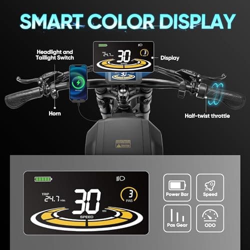 eAhora 2000W Electric Bike - Adults 36MPH Ebike 48V 30Ah Long Range Electric Dirt Bike, 20" Fat Tire Electric Mountain Bike Full Suspension Electric Motorcycle for Off Road 7