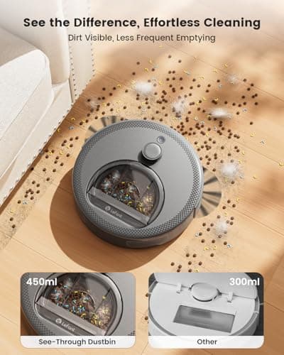 Lefant Robot Vacuum and Mop, Upgraded LiDAR Navigation, 450ml Visible Dustbin, Strong Suction, Multi-Floor Mapping, Self-Charge, WiFi/Alexa/APP, Multi-Surface Cleaning, M330 Pro Grey 6
