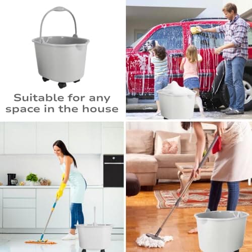 20 Quart Rolling Mop Bucket with 360° Swivel Wheels, Heavy-Duty Plastic for Large Cleaning Jobs, Fits Most Mops and Brushes, Perfect for Commercial and Home Use 6