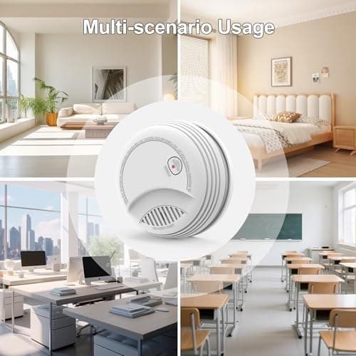 Fire Alarms Smoke Detectors, Photoelectric Sensor Smoke Alarm Battery Operated, Fire Alarm with Test Button & Low Battery Signal, LED Warning Light 85 dB Alarm Sound for Bedroom and Home, 1 Pack 9