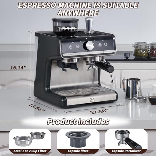Garvee Espresso Machine with Grinder, Espresso Maker with Milk Frother Steam Wand, Professional Cappuccino Latte Maker, Gifts for Dad, Mom, Coffee Lover or Housewarming 6