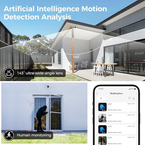 LNDU 4K Security Cameras Wireless Outdoor, Security Camera with Full-Color & Infrared Night Vision, 128GB Free Local Storage, 2.4GHz WiFi, 143° Fov, PIR+Radar Dual Detection, Alexa&Google Assistant 5