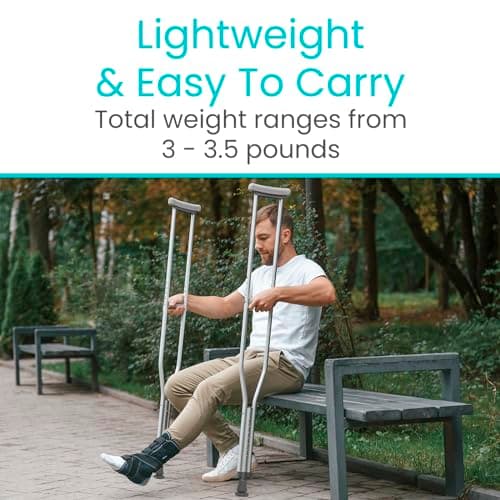 Vive Crutches for Adults - Pair of Adjustable, Lightweight, Aluminum Walking Crutches - Accessories Fits Heights- 3 Sizes for Youth, Adults, Tall People - Supports up to 300 Pounds (Tall) 5