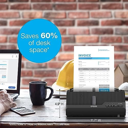 Epson Workforce ES-C320W - Wireless Compact Desktop Document Scanner - 2-Sided Scanning Auto Doc Feeder - Can Scan Paper and Cards - Black 7