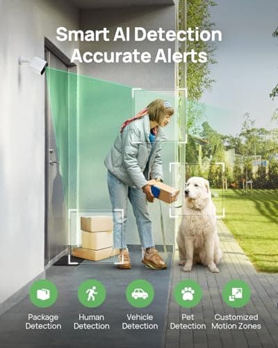 Anona Aurora 4K Solar Security Cameras Wireless Outdoor, Forever Power with Solar Panel, 8MP Color Night Vision, 24/7 AOV Recording, No Monthly Fees, AI Detection, Easy Setup, 2.4 G WiFi, IP67, 3 Pack 7