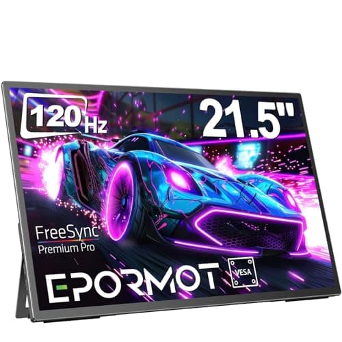 EPORMOT Portable Monitor 21.5 inch 120hz for Laptop, FHD 1080P Portable Gaming Monitor w/VESA Stand HDR Speakers USB C Mini HDMI for Phones PC Gaming Devices, Travel Second Screen for Business