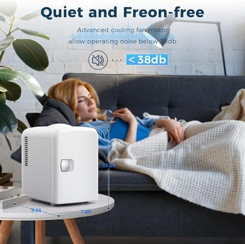 Antarctic Star Compact Refrigerator, Portable Mini Fridge, Skin Care 4L Capacity/6 Cans, for Bedroom, Car, Office & Dorm, Small Cooler for Cosmetics, Beverage and Food, White 5