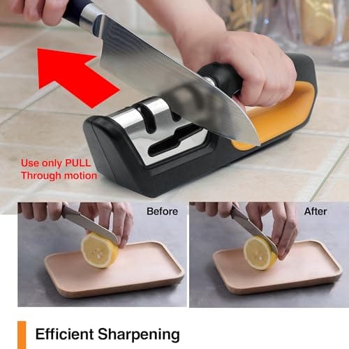 RESPECTED BRO 4-in-1 Knife and Scissors Sharpener, Premium Kitchen Knife Sharpener Tool, Help Prepare Restore & Polish Blades, Comfort & Ergonomic Handles For Easy-To-Use 5