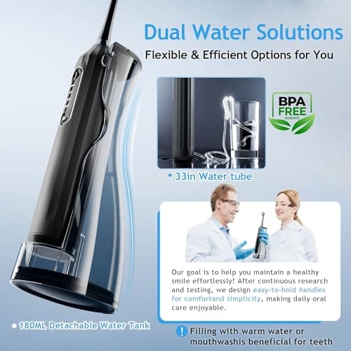 3 in 1 electric toothbrush with water flosser combo for adults portable cordless all in one travel toothbrush flosser teeth cleaning kit black 5