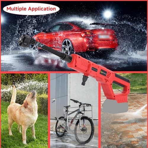 Cordless Pressure Washer for Milwaukee M18 Battery, 900 PSI Portable Power Washer with 6-in-1 Nozzle, 1.0 GPM Foam Cannon Power Pressure Washer for Car Floor Fence Wall Cleaning (Battery Not Included) 7
