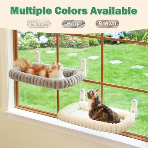 Zakkart SnugCloud Foldable Cat Window Perch - Cordless, Ultra Soft Machine Washable Bed with 4-Sided Bolster, Metal Frame - Window Hammock for Large Cats and Kittens (Cream White, Medium) 5