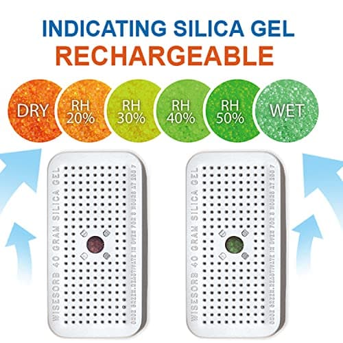 Wisesorb 40 Gram Pack of 5 Silica Gel Canister, Gun Safe Dehumidifiers (Orange to Green), Reusable Desiccant Moisture Absorber for Car, Closet 5