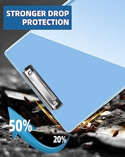 Clearview Clipboard with 2 Storage, Dry Erase 8.5x11 Heavy Duty ClipBoards - High Capacity Coaches Clip Board with Pen Holder - Side Opening Plastic Nursing Clip Case - Aqua Blue 5