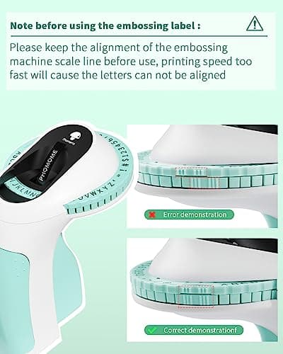 Memoqueen Green Embossing Label Maker with 6 Tapes, Portable Manual Vintage Label Writer,Old School Embossed Label Maker Printer for Office Home Organization and DIY Crafting 7