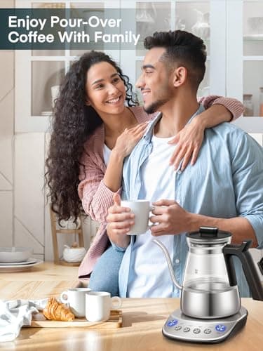 Aiheal Gooseneck Electric Kettle, Glass Electric Tea Kettle with 4 Temperature Control Presets and Keep Warm Function, Pour Over Kettle for Coffee and Tea, Hot Water Boiler, Quick Heating, 1200W/0.8L 8