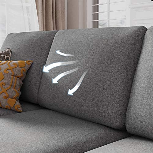 HONBAY Convertible Sectional Sofa, Convertible L Shaped Couch with Reversible Chaise, Sectional Couch for Small Space Apartment, Grey 6