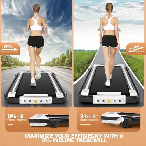 ANCHEER Treadmills with Incline, Under Desk /2s Folding/Max 300 lb Capacity-Walking Pad/Compact Electric Treadmill for Home/Gym/Office with LED Touch Screen/Remote Watch 7