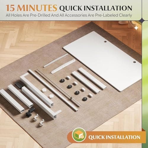 DEVAISE 55 x 28 Inch Electric Standing Desk, One-Piece Desktop Seamless Adjustable Height Table, Sit to Stand Desk with Adjustable Height, 3 Preset Memory Sit Stand up Desk for Home, Office (White) 7