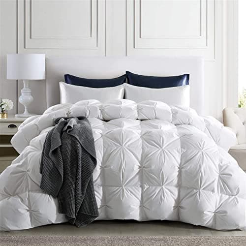 puredown® Goose Down Comforter King Size 800 Fill Power, 100% Cotton All Season Duvet Insert 700 Thread Count, Cloud Fluffy Pinch Pleat Extra Warmth