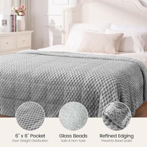 Super Fuzzy Soft Fleece Sherpa Weighted Blanket 20 lbs for Adults, 3D Imitation Turtle Shell Luxury Weighted Throw for Better Sleep, Dual Sided Cozy Heavy Blankets for Couch Bed, Grey, 60" x 80" 5