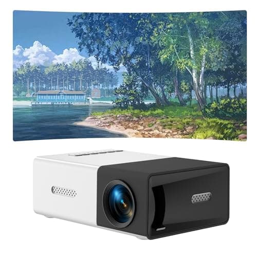 Mini Projector 1080P HD Portable Video Projector for Bedroom and Living Room, Small Home Theater Projector with HiFi Stereo Speaker, HDMI/USB/Audio Input (Black White)
