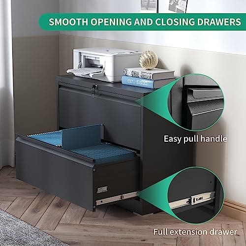 IKIMI 3 Drawer Lateral File Cabinets with Lock,Metal Lateral Filing Cabinet for Home Office,Wide Steel Storage Cabinet Commercial Drawer Cabinets for Legal/Letter/A4 Size Files Assembly Required 6