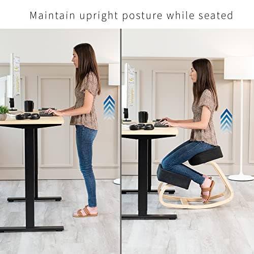 VIVO Wooden Rocking Kneeling Chair, Ergonomic Home Office Stool Posture Seat, Thick Black Cushions, Light Wood Frame, CHAIR-K04R 6