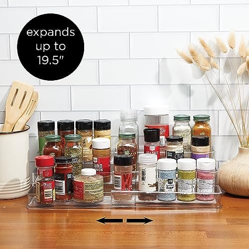 SIMPLEMADE 3-Tier Spice Rack Organizer - Versatile Storage Shelf for Kitchen, Bathroom, Bedroom & Office, Set of 2, Expandable Clear 5