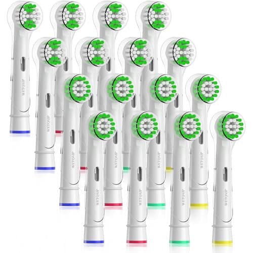 Wetqaip Replacement Toothbrush Heads Compatible with Oral-B Braun Pro 1000 500 1500 Genius X Electric Toothbrush Replacement Heads, 8 Sensitive+8 Precision+16 Cover Caps-White