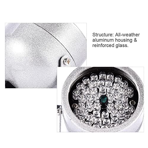 IR Illuminator, 48 LED Infrared Light Illuminating Night Visionss Floodlight 60 Degree Wide Angle Spotlight Waterproof Highway Snapshot Fill Lamp Auto Sensor for Outdoor Indoor CCTV Security Camera 9