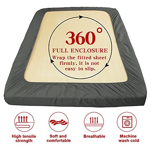 NTBAY California King Fitted Sheet Only - Brushed Microfiber Deep Pocket Fitted Sheet - Soft, Wrinkle-Free, Fade-Resistant, Stain-Resistant, Hotel Quality Fitted Bed Sheet, Dark Grey 5